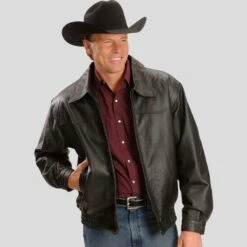 Shearling Leather Berto Black Bomber Genuine Leather Jacket