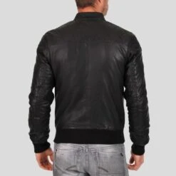 Shearling Leather Jero Black Bomber Lambskin Leather Jacket 8 Shearling Leather Jero Black Bomber Lambskin Leather Jacket -Milani Jackets Shop black bomber leather jacket jero mens 3