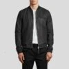 Shearling Leather Wilt Black Bomber Leather Jacket -Milani Jackets Shop black bomber leather jacket josa men 1