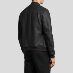 Shearling Leather Wilt Black Bomber Leather Jacket -Milani Jackets Shop black bomber leather jacket josa men 4