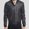 Shearling Leather Lymo Black Bomber Leather Jacket 1 Shearling Leather Lymo Black Bomber Leather Jacket -Milani Jackets Shop black bomber leather jacket lymo men 1