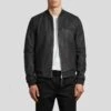 Shearling Leather Porf Black Bomber Leather Jacket -Milani Jackets Shop black bomber leather jacket porf mens 2