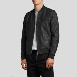 Shearling Leather Porf Black Bomber Leather Jacket -Milani Jackets Shop black bomber leather jacket porf mens 3