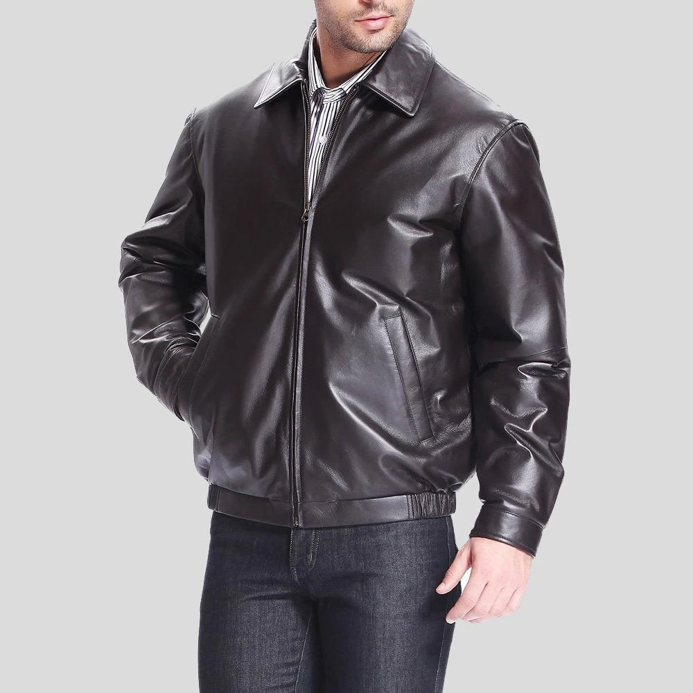 Shearling Leather Shaw Black Bomber Leather Jacket 3 Shearling Leather Shaw Black Bomber Leather Jacket