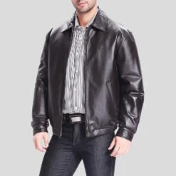 Shearling Leather Shaw Black Bomber Leather Jacket 8 Shearling Leather Shaw Black Bomber Leather Jacket -Milani Jackets Shop black bomber leather jacket shaw mens 2
