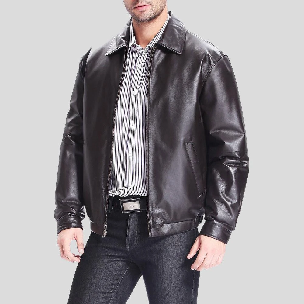 Shearling Leather Shaw Black Bomber Leather Jacket 5 Shearling Leather Shaw Black Bomber Leather Jacket - Image 3