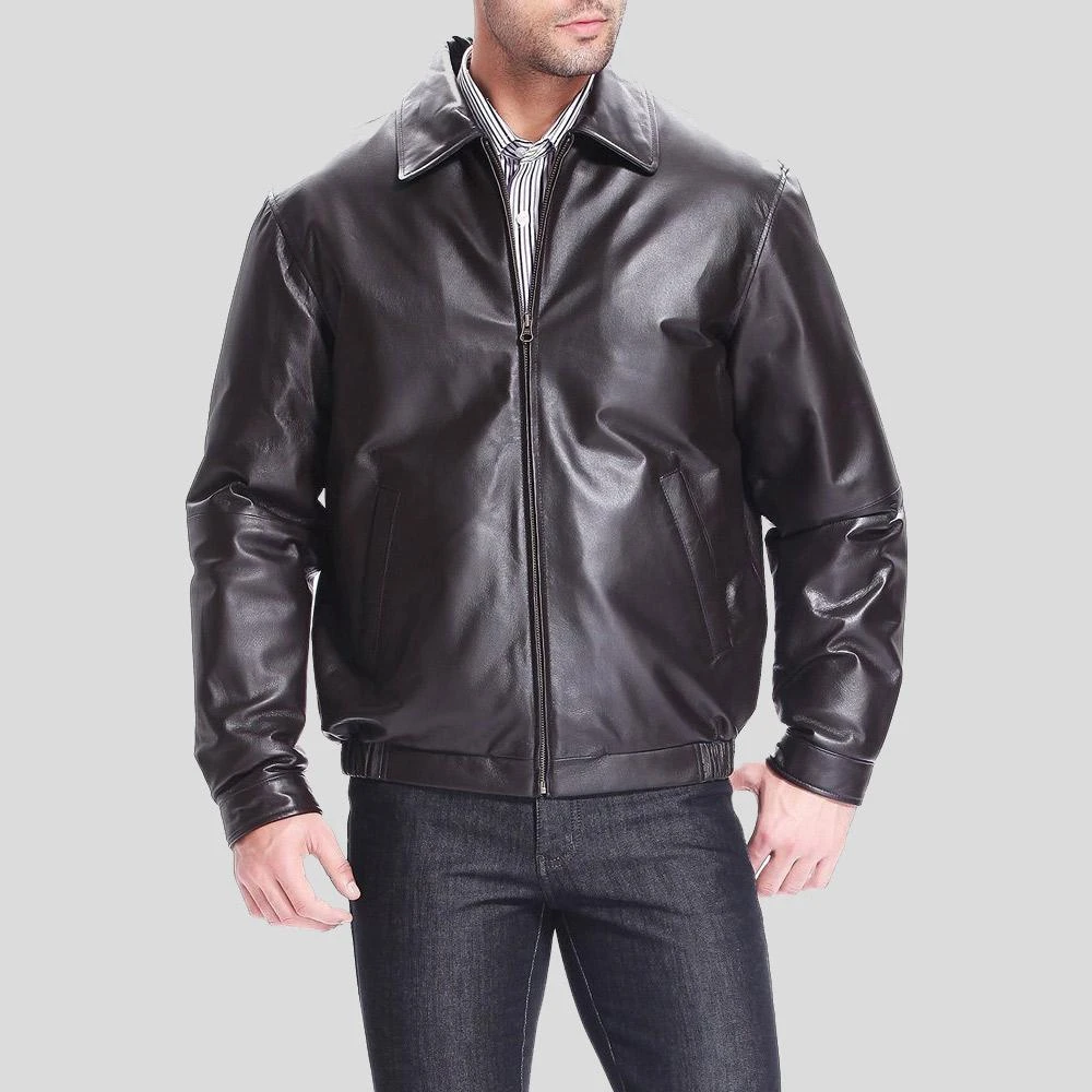 Shearling Leather Shaw Black Bomber Leather Jacket 4 Shearling Leather Shaw Black Bomber Leather Jacket - Image 2