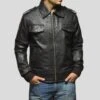 Shearling Leather Willy Black Bomber Leather Jacket