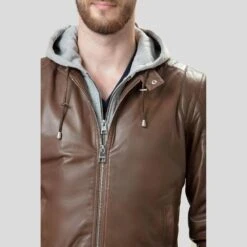 Shearling Leather Bruce Brown Bomber Leather Jacket -Milani Jackets Shop bomber leather jacket bruce brown 3