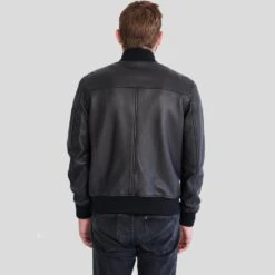 Shearling Leather Clark Black Bomber Lambskin Leather Jacket 9 Shearling Leather Clark Black Bomber Lambskin Leather Jacket -Milani Jackets Shop bomber leather jacket clark black 3