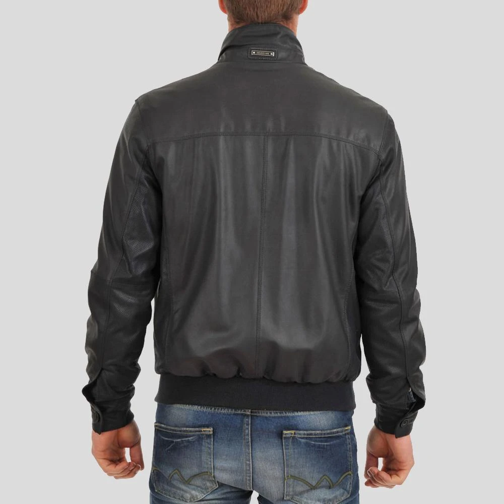 Shearling Leather Cole Black Bomber Leather Jacket 4 Shearling Leather Cole Black Bomber Leather Jacket - Image 2
