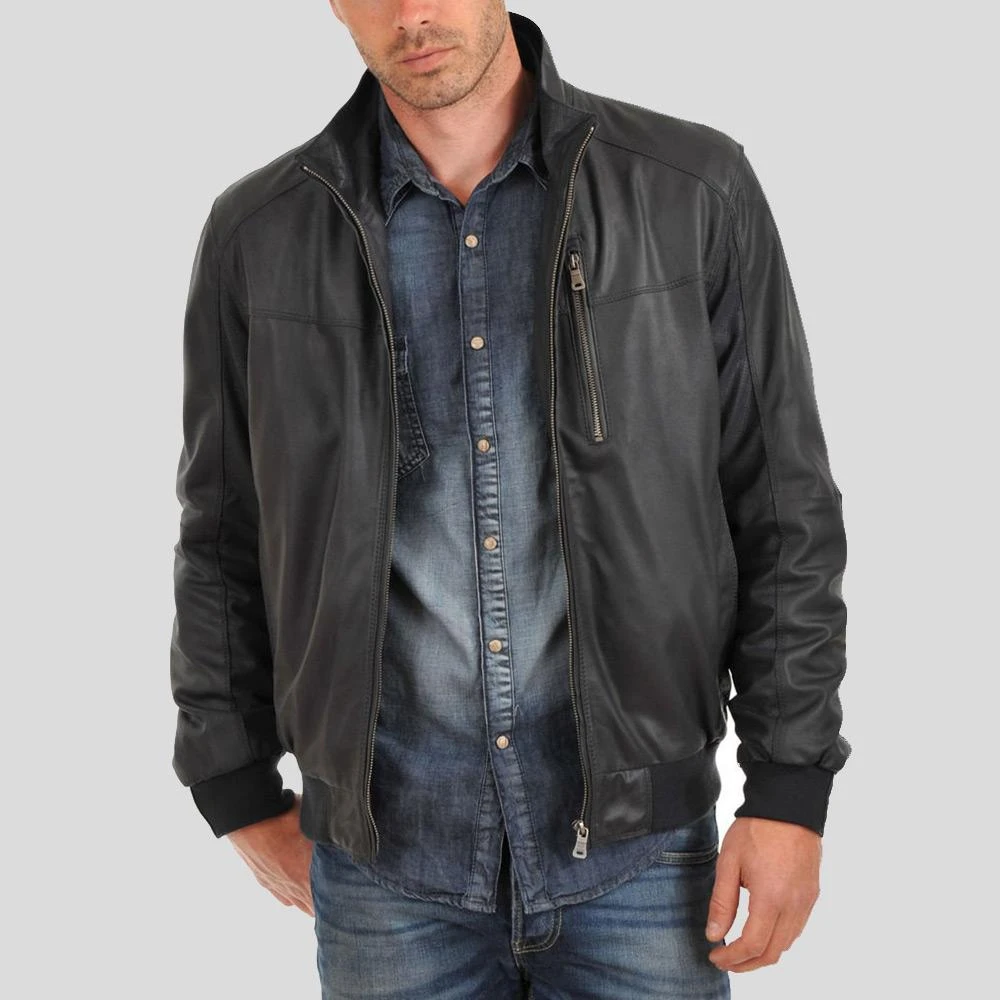 Shearling Leather Cole Black Bomber Leather Jacket 5 Shearling Leather Cole Black Bomber Leather Jacket - Image 3
