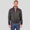 Shearling Leather Flynn Black Bomber Leather Jacket 2 Shearling Leather Flynn Black Bomber Leather Jacket -Milani Jackets Shop bomber leather jacket flynn black 1