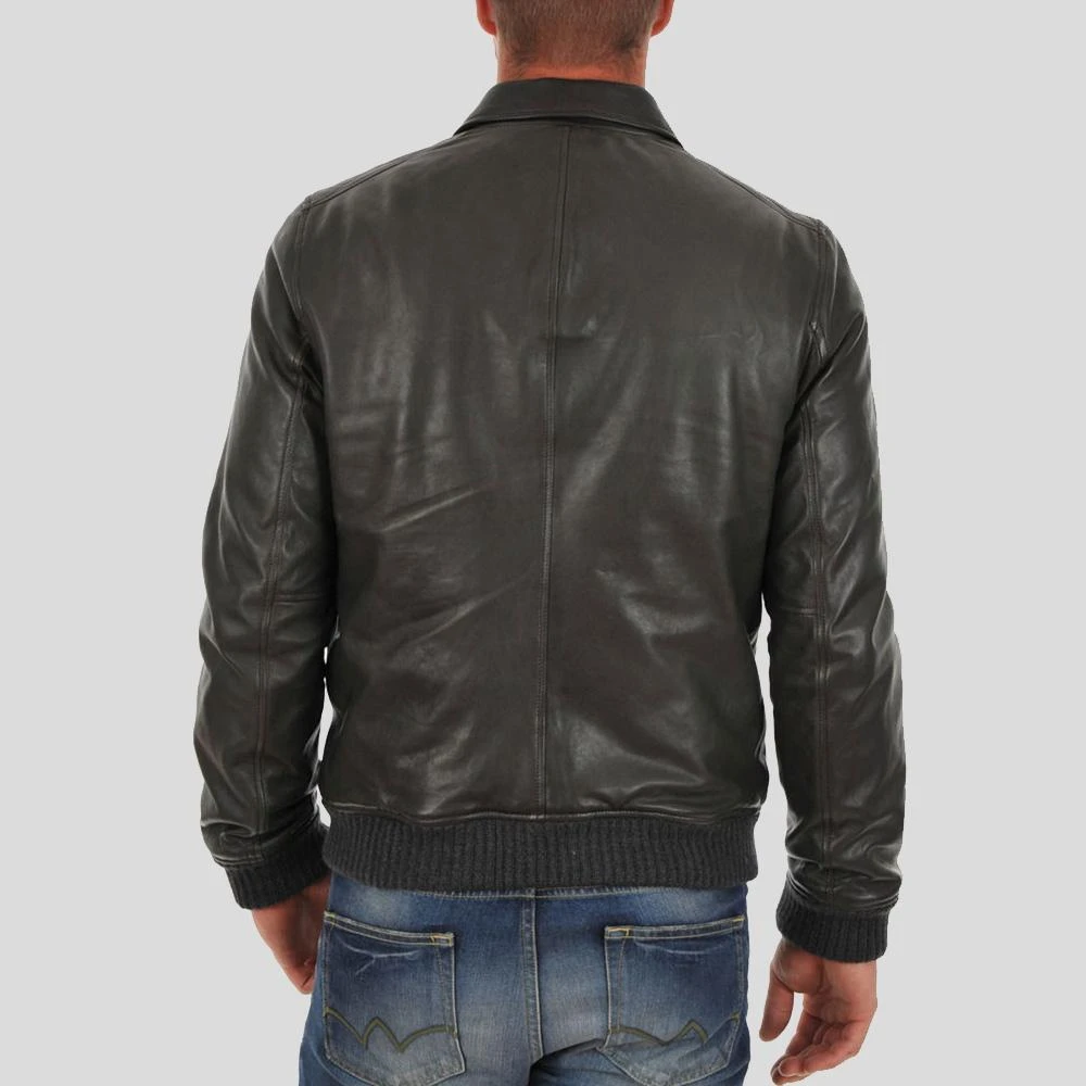 Shearling Leather Ioan Black Bomber Leather Jacket 5 Shearling Leather Ioan Black Bomber Leather Jacket - Image 3