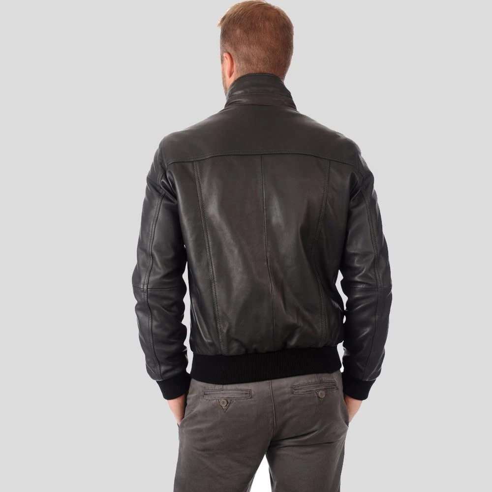 Shearling Leather Kian Black Bomber Leather Jacket 4 Shearling Leather Kian Black Bomber Leather Jacket - Image 2
