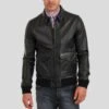 Shearling Leather Osian Black Bomber Leather Jacket -Milani Jackets Shop bomber leather jacket osian black 1