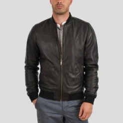 Shearling Leather Tom Black Bomber Leather Jacket