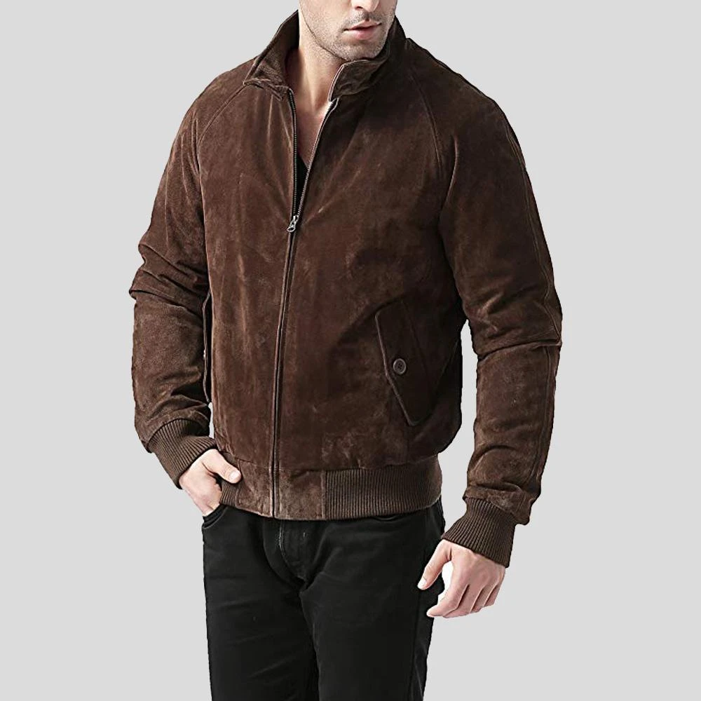 Shearling Leather Harry Suede Brown Bomber Leather Jacket 6 Shearling Leather Harry Suede Brown Bomber Leather Jacket - Image 4
