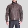 Shearling Leather Lee Distressed Brown Bomber Leather Jacket -Milani Jackets Shop brown bomber leather jacket lee distressed mens 1