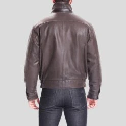 Shearling Leather Lee Distressed Brown Bomber Leather Jacket -Milani Jackets Shop brown bomber leather jacket lee distressed mens 3