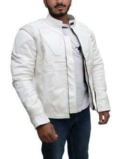 Custom Made Pure White Biker Leather Jacket -Milani Jackets Shop cool leather jacket