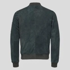 Shearling Leather Lucy Dark Green Suede Bomber Leather Jacket -Milani Jackets Shop dark green suede bomber leather jacket lucy mens 4