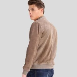 Shearling Leather Rolf Grey Suede Bomber Leather Jacket -Milani Jackets Shop grey bomber leather jacket rolf mens 5