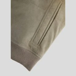 Shearling Leather Oren Grey Suede Bomber Leather Jacket -Milani Jackets Shop grey suede bomber leather jacket oren 3