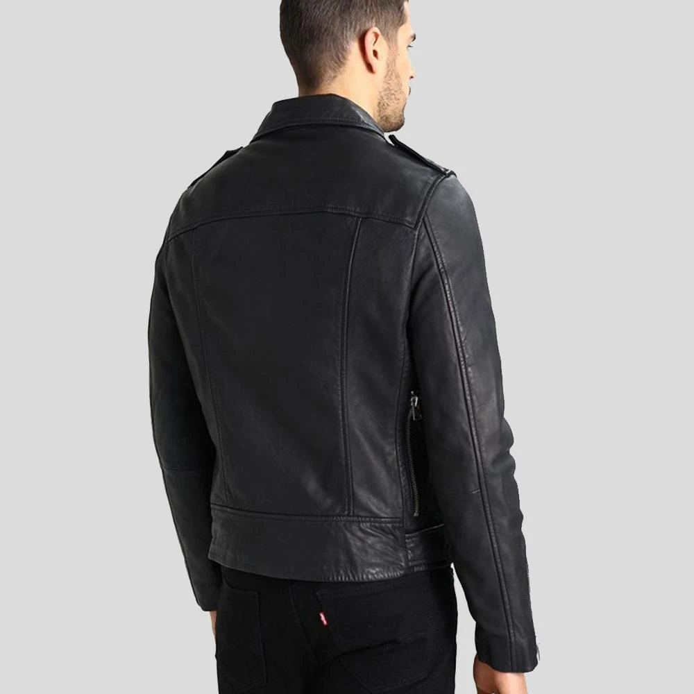 Shearling Leather Lupe Black Removable Hooded Leather Jacket 4 Shearling Leather Lupe Black Removable Hooded Leather Jacket - Image 2