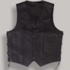 Custom Made Men Cowhide Leather Vest -Milani Jackets Shop men black leather vest 600x800 1