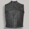 Custom Made Men Black Leather Vest -Milani Jackets Shop men black vest 600x800 1