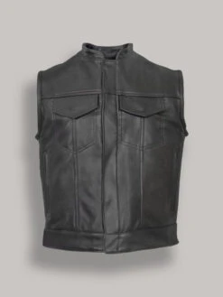 Custom Made Men Black Leather Vest