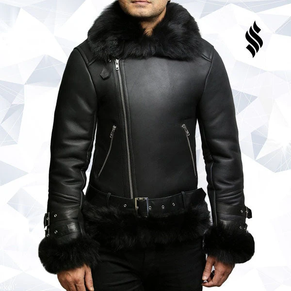 Shearling Leather Men's Aviator Flying Jacket Real Shearling Sheepskin Toscana Flying Jacket Coat 4 Shearling Leather Men's Aviator Flying Jacket Real Shearling Sheepskin Toscana Flying Jacket Coat - Image 2