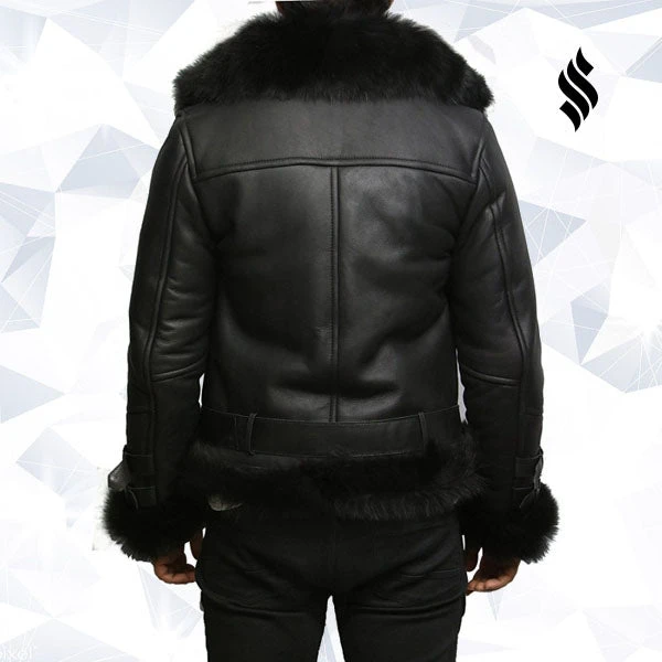 Shearling Leather Men's Aviator Flying Jacket Real Shearling Sheepskin Toscana Flying Jacket Coat 7 Shearling Leather Men's Aviator Flying Jacket Real Shearling Sheepskin Toscana Flying Jacket Coat - Image 5