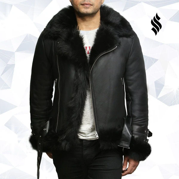 Shearling Leather Men's Aviator Flying Jacket Real Shearling Sheepskin Toscana Flying Jacket Coat 3 Shearling Leather Men's Aviator Flying Jacket Real Shearling Sheepskin Toscana Flying Jacket Coat