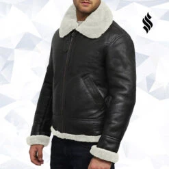 Shearling Leather Men's Aviator Real Shearling Sheepskin Leather Flying Jacket -Milani Jackets Shop men s aviator real shearling sheepskin leather flying jacket 3