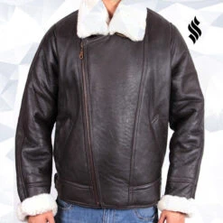 Shearling Leather Men's B3 Aviator Shearling Sheepskin Leather Flying Jacket