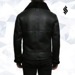Shearling Leather Men's Black Aviator B3 Real Shearling Sheepskin Leather Bomber Flying Pilot Jacket -Milani Jackets Shop men s black aviator b3 real shearling sheepskin leather bomber flying pilot jacket 5