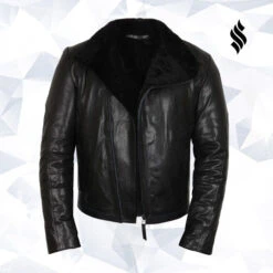 Shearling Leather Men's Black Shearling Sheepskin Jacket -Milani Jackets Shop men s black shearling sheepskin jacket 2