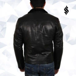 Shearling Leather Men's Black Shearling Sheepskin Jacket -Milani Jackets Shop men s black shearling sheepskin jacket 4