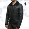 Shearling Leather Men's Black Sheepskin Flying Jacket -Milani Jackets Shop men s black sheepskin flying jacket
