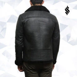 Shearling Leather Men's Black Sheepskin Flying Jacket 13 Shearling Leather Men's Black Sheepskin Flying Jacket -Milani Jackets Shop men s black sheepskin flying jacket 4