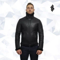 Shearling Leather Men's Black Sheepskin Flying Jacket 15 Shearling Leather Men's Black Sheepskin Flying Jacket -Milani Jackets Shop men s black sheepskin flying jacket 6