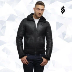 Shearling Leather Men's Black Sheepskin Flying Jacket 16 Shearling Leather Men's Black Sheepskin Flying Jacket -Milani Jackets Shop men s black sheepskin flying jacket 7