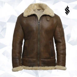 Shearling Leather Men's Brown Sheepskin Flying Jacket