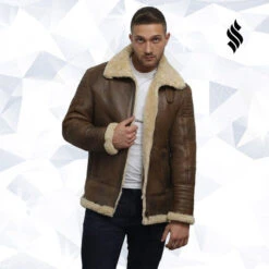 Shearling Leather Men's Brown Sheepskin Flying Jacket -Milani Jackets Shop men s brown sheepskin flying jacket 5