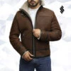 Shearling Leather Men's Brown Genuine Shearling Sheepskin Leather Jacket Vintage -Milani Jackets Shop men s genuine shearling sheepskin spanish merino leather jacket