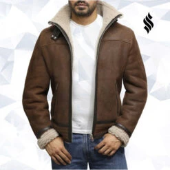 Shearling Leather Men's Brown Genuine Shearling Sheepskin Leather Jacket Vintage 12 Shearling Leather Men's Brown Genuine Shearling Sheepskin Leather Jacket Vintage -Milani Jackets Shop men s genuine shearling sheepskin spanish merino leather jacket 3