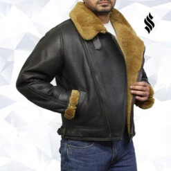Shearling Leather Men's Leather Shearling Sheepskin Jacket -Milani Jackets Shop men s leather shearling sheepskin jacket 4