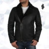 Shearling Leather Men's Luxury Aviator Black Leather Shearling Sheepskin Flying Coat -Milani Jackets Shop men s luxury aviator black leather shearling sheepskin flying coat